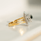 Bague 57 Bague vintage en or jaune et or blanc 14K avec saphir et diamants 58 Facettes