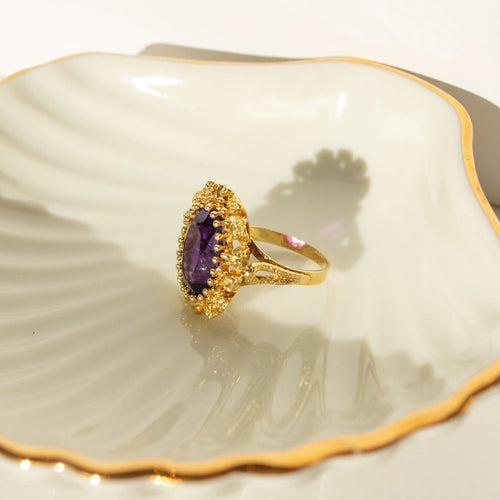 Pendentif 53.5 Pendentif vintage en or jaune 14 carats et améthyste 58 Facettes