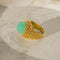 Bague 52.5 Bague vintage en or jaune 18 carats avec cabochon de chrysoprase 58 Facettes 2884