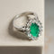 Bague 52.5 Bague en or blanc 14 carats avec émeraude et diamants 58 Facettes 2977