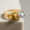 Bague 60 Lapponia - Bague en or jaune 14 carats avec perle grise 58 Facettes 2896