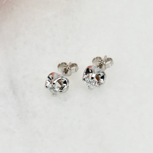 Boucles d'oreilles Ohrstecker - Boucles d’oreilles en or blanc 14 carats et diamants 58 Facettes 2833