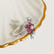 Bague 53 Bague florale en or blanc 18 carats avec diamants et rubis 58 Facettes 2786