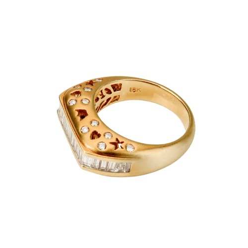 Bague 55 Bague en or jaune 750 avec diamants 58 Facettes 2668