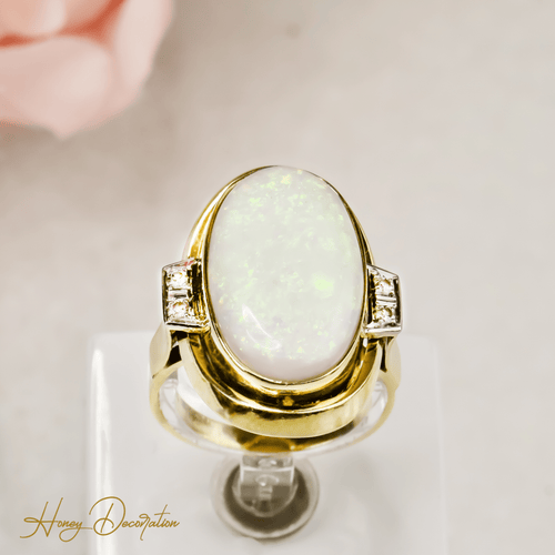 Bague 63 Bague cocktail vintage - Opale et diamants en or jaune 14K 58 Facettes 2619