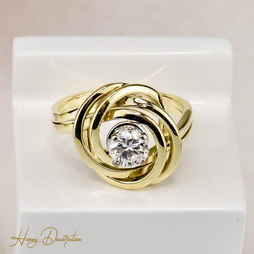 Bague 52.5 Solitaire - Bague en or jaune 14 carats diamant 58 Facettes 2584