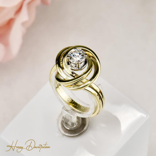 Bague 52.5 Bague solitaire - Diamant taille brillant en or jaune 14 carats 58 Facettes 2584