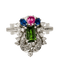 Bague 53 Bague ancienne en or blanc avec diamants, saphirs, tourmaline et péridot 58 Facettes 2516