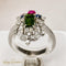 Bague 53 Bague ancienne en or blanc avec diamants, saphirs, tourmaline et péridot 58 Facettes 2516