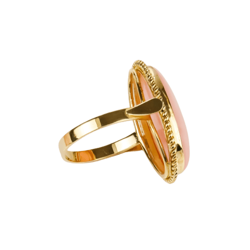 Bague 61 Honey Jewelry - Bague corail en or jaune 58 Facettes 2513
