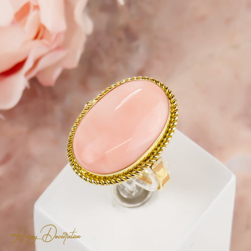 Bague 61 Bague corail ovale en or jaune 750 58 Facettes 2513