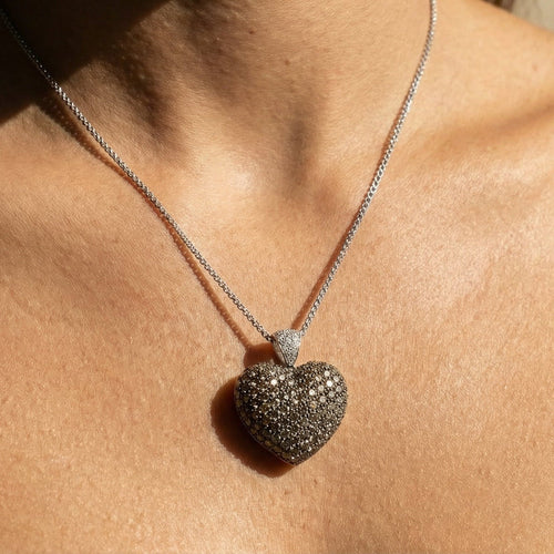 Pendentif Pendentif cœur en or blanc 585 avec diamants 58 Facettes 2560