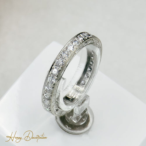 Bague 53 Bague mémoire - Bague en or blanc 14K et diamants 58 Facettes 2497