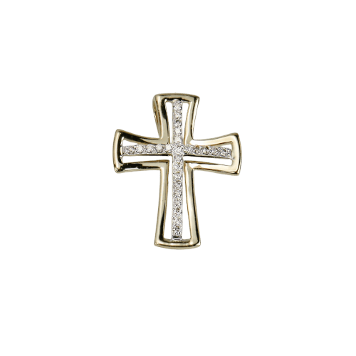 Pendentif Pendentif croix en or 14 carats et diamants 58 Facettes 2459