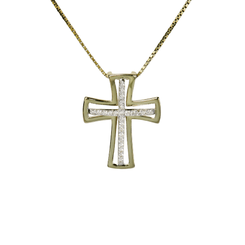Pendentif Pendentif croix en or 14 carats et diamants 58 Facettes 2459