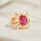 Bague 54.5 Cocktailring vintage - Bague en or jaune 14 carats avec rubis synthétique 58 Facettes 2353