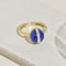 Bague 55 Bague vintage en or jaune 14K avec lapis-lazuli et diamants 58 Facettes 2372