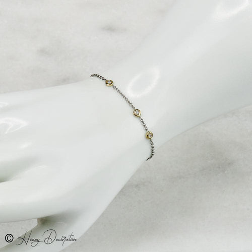 Bracelet Bracelet en platine et or jaune 750 avec diamants 58 Facettes 2485