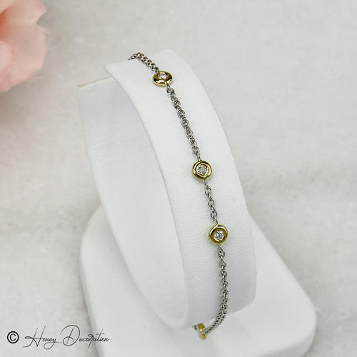Bracelet Bracelet en platine et or jaune 750 avec diamants 58 Facettes 2485