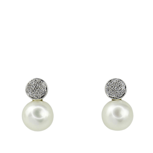 Boucles d'oreilles Perlenohrringe - Boucles d'oreilles en or blanc 585 avec diamants 58 Facettes 2305