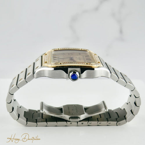 Montre Cartier Santos - Montre unisexe en or jaune 18K et acier, diamants 58 Facettes 2504
