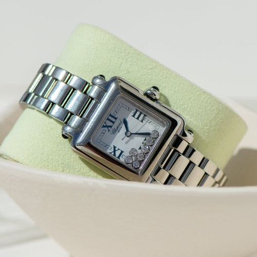 Montre Chopard Happy Diamonds Sport - Montre en acier inoxydable à diamants, réf. 27/8349-23 58 Facettes 3075