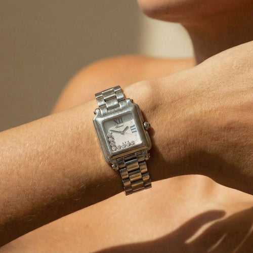 Montre Chopard Happy Diamonds Sport - Montre en acier inoxydable à diamants, réf. 27/8349-23 58 Facettes 3075
