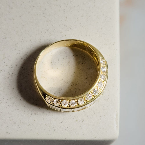 Bague 52.5 Bague en or jaune 18 carats avec diamants 58 Facettes 2974