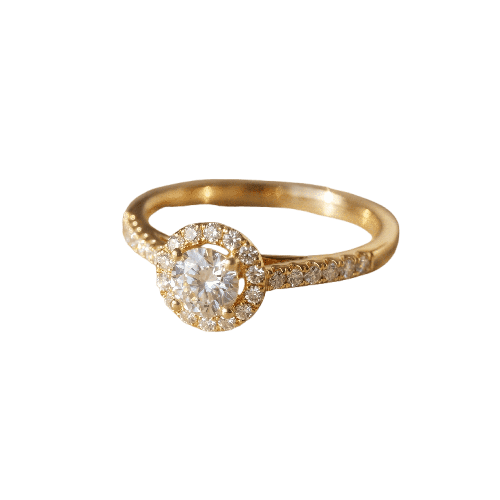 Bague 52.5 Halo - Bague en or jaune 18 carats et diamants 58 Facettes 2952
