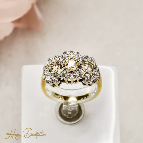 Bague 52.5 Bague Art déco rétro en or blanc 14 carats avec diamants 58 Facettes 2601