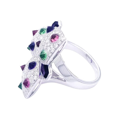 Bague 55 Cartier Caresse d’Orchidées - Bague en or blanc 750 diamants et pierres fines 58 Facettes 33024