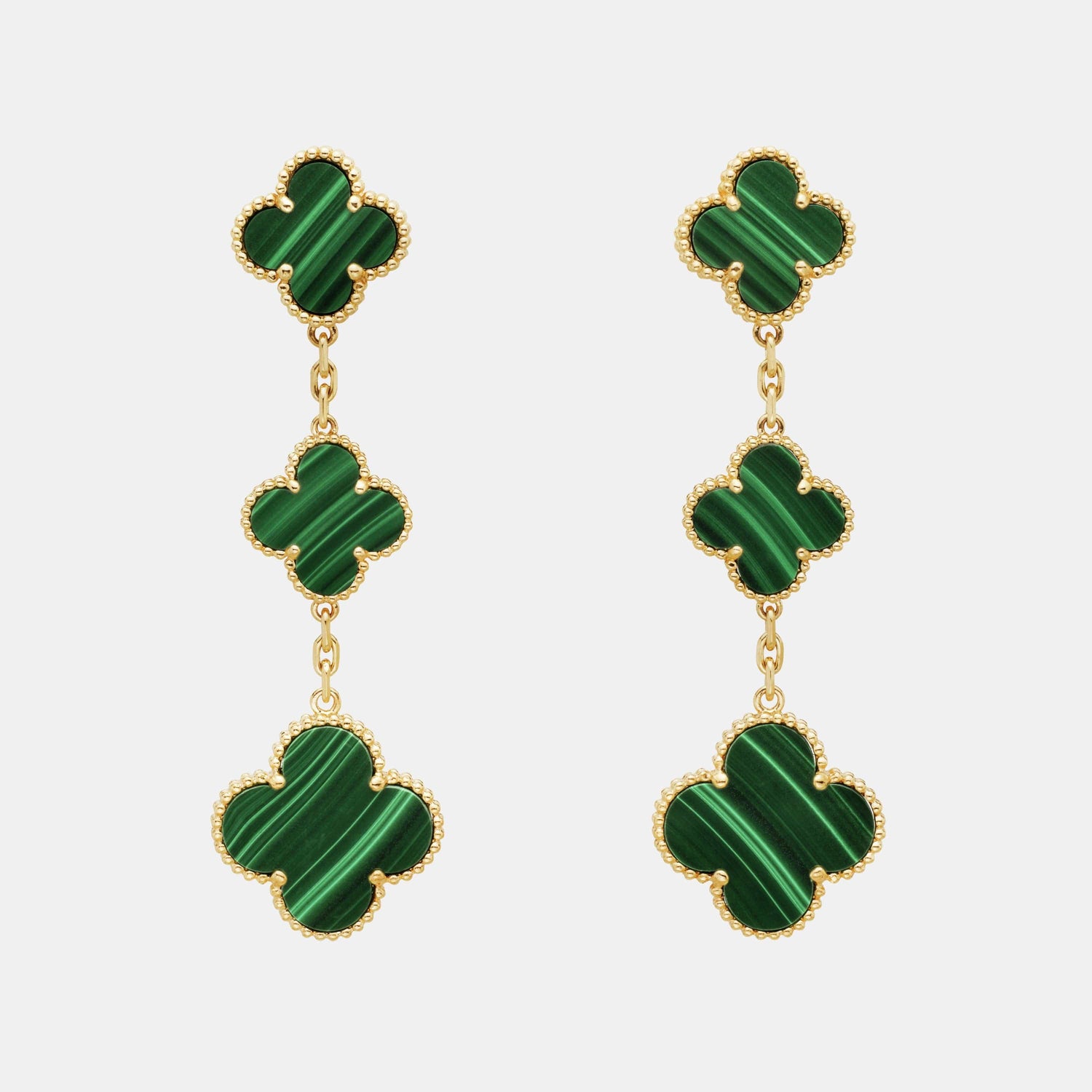 Boucles d'oreilles Magic Alhambra Or jaune Malachite 