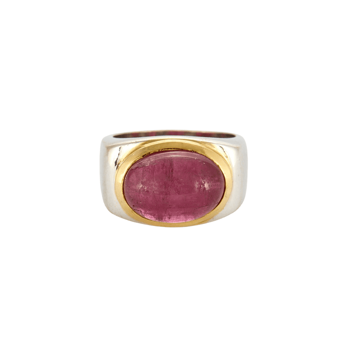 Bague or jaune et blanc tourmaline rose