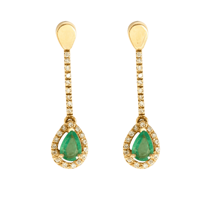 Boucles d'oreilles Pendants d'oreilles en Or jaune, Emeraude et Diamants 58 Facettes DV0751-5