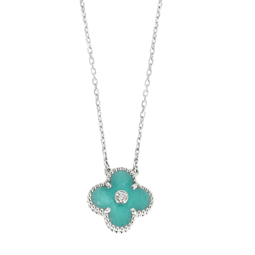 Collier VAN CLEEF & ARPELS - Vintage Alhambra -  Rare Holiday Pendant 2022 - Collier or blanc, diamant et porcelaine de Sèvres 58 Facettes DV0830-8