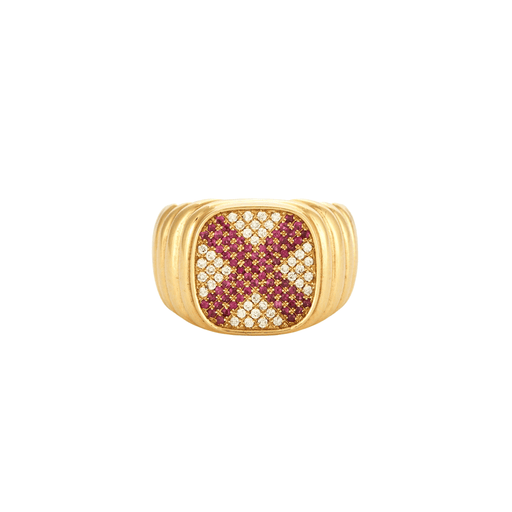 Ring 56 Signet ring with diamond/ruby tray 58 Facettes 32500148