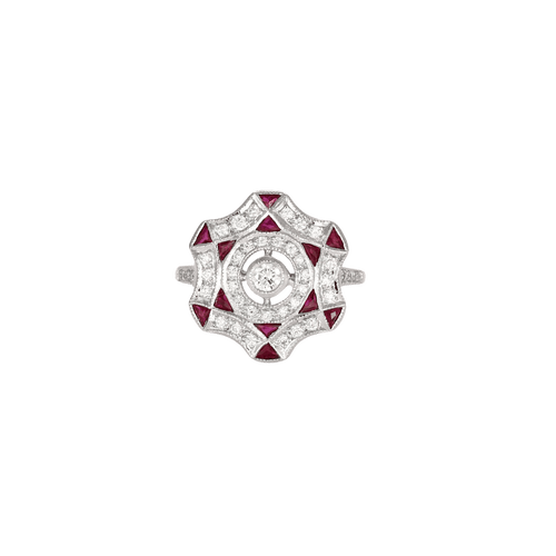 Bague 54 Bague style Art Déco diamants rubis 58 Facettes