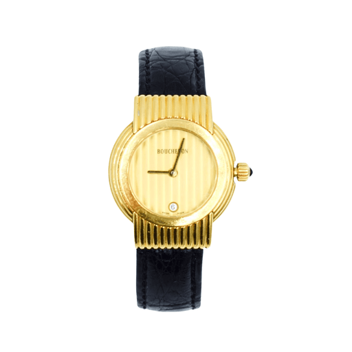 BOUCHERON watch - Reflet Solis watch box in gold and leather 5 bracelets 58 Facettes