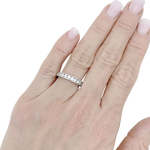 Bague 57 Tiffany & Co. Setting - Alliance en platine et diamants 58 Facettes 35083