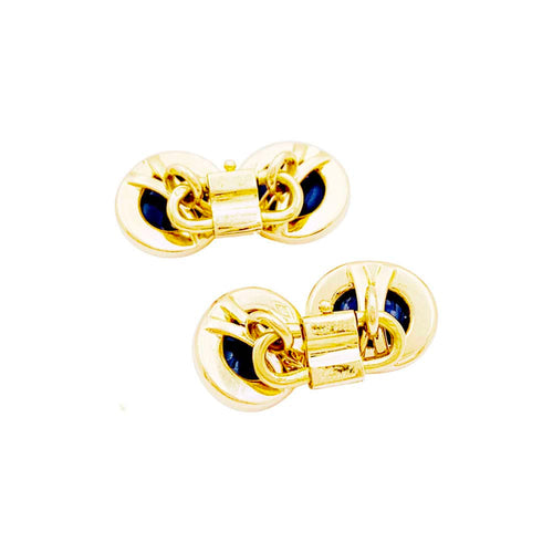 Boutons de manchette Cartier - Boutons de manchette en or jaune et saphirs 58 Facettes 35240