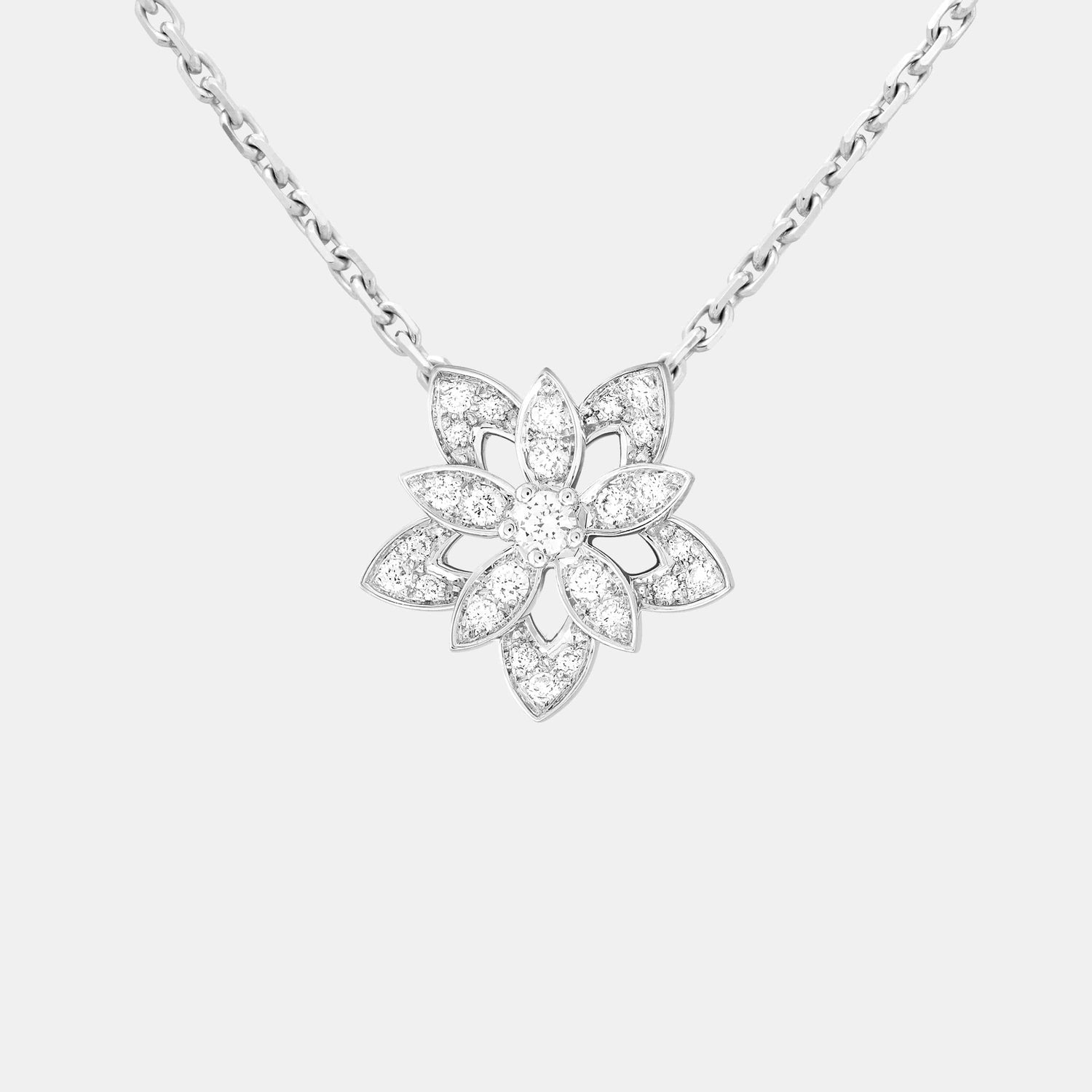 Pendentif Lotus Or blanc Diamant 0.16ct