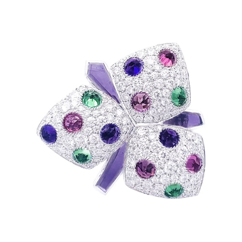 Bague 55 Cartier Caresse d’Orchidées - Bague en or blanc 750 diamants et pierres fines 58 Facettes 33024