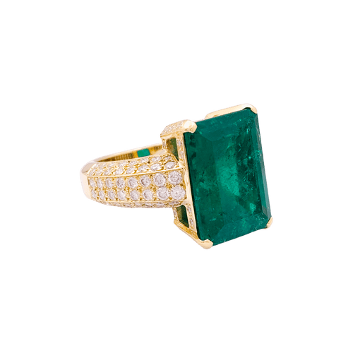 Bague 54 Bague émeraude et diamants en or jaune 750 58 Facettes 34711