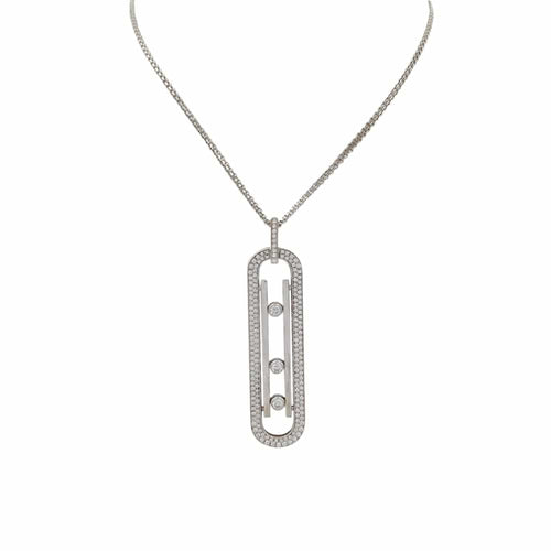 Collier Messika Move 10th Anniversary - Collier sautoir en or blanc et diamants 58 Facettes 32173