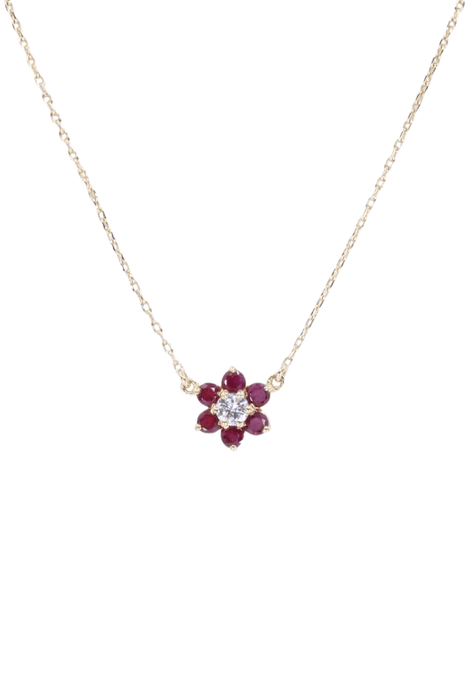 Collier Collier marguerite or jaune diamant et rubis 58 Facettes 088471