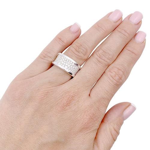 Bague 53 Bulgari B.Zero1 - Bague bandeau en or blanc pavée de diamants 58 Facettes 33171