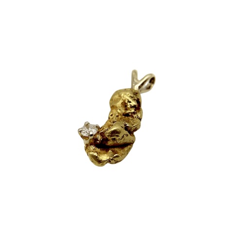 Pendentif Breloque pépite d'or Vintage avec diamant 58 Facettes A1000K