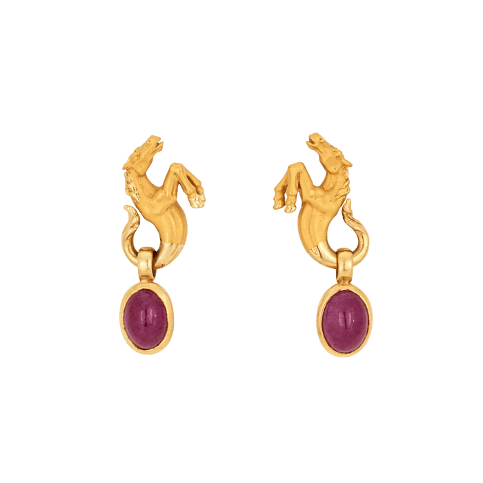 Boucles d'oreilles Carrera Y Carrera - Boucles d'oreilles cheval or jaune rubis 58 Facettes G13693