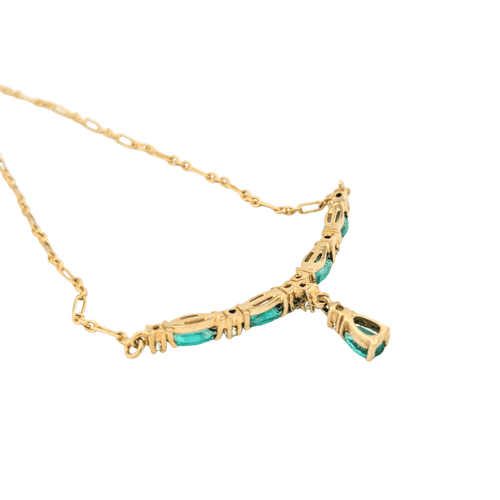 Collier Collier or jaune, diamants et émeraudes 58 Facettes 31198