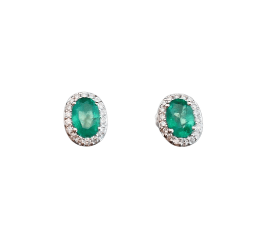 Emerald And Diamond Earrings, White Gold 58 Facettes